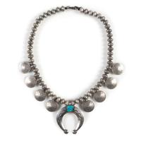 Navajo Mercury Dime and Liberty Silver Dollar Squash Blossom Necklace