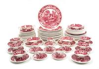 A Spode Red and White Transfer Decorated Partial Dinner Service Diameter 10 inches. — 20TH CENTURY