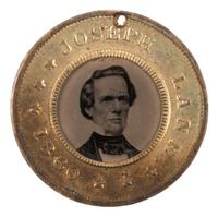 [POLITICS]. John C. Breckinridge and Joseph Lane back-to-back campaign ferrotype badge. 1860.