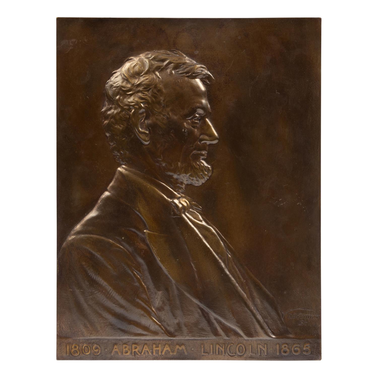 Victor David Brenner (Lithuanian/American, 1871-1924) Oversized plaque of Abraham Lincoln , 1907 bronze