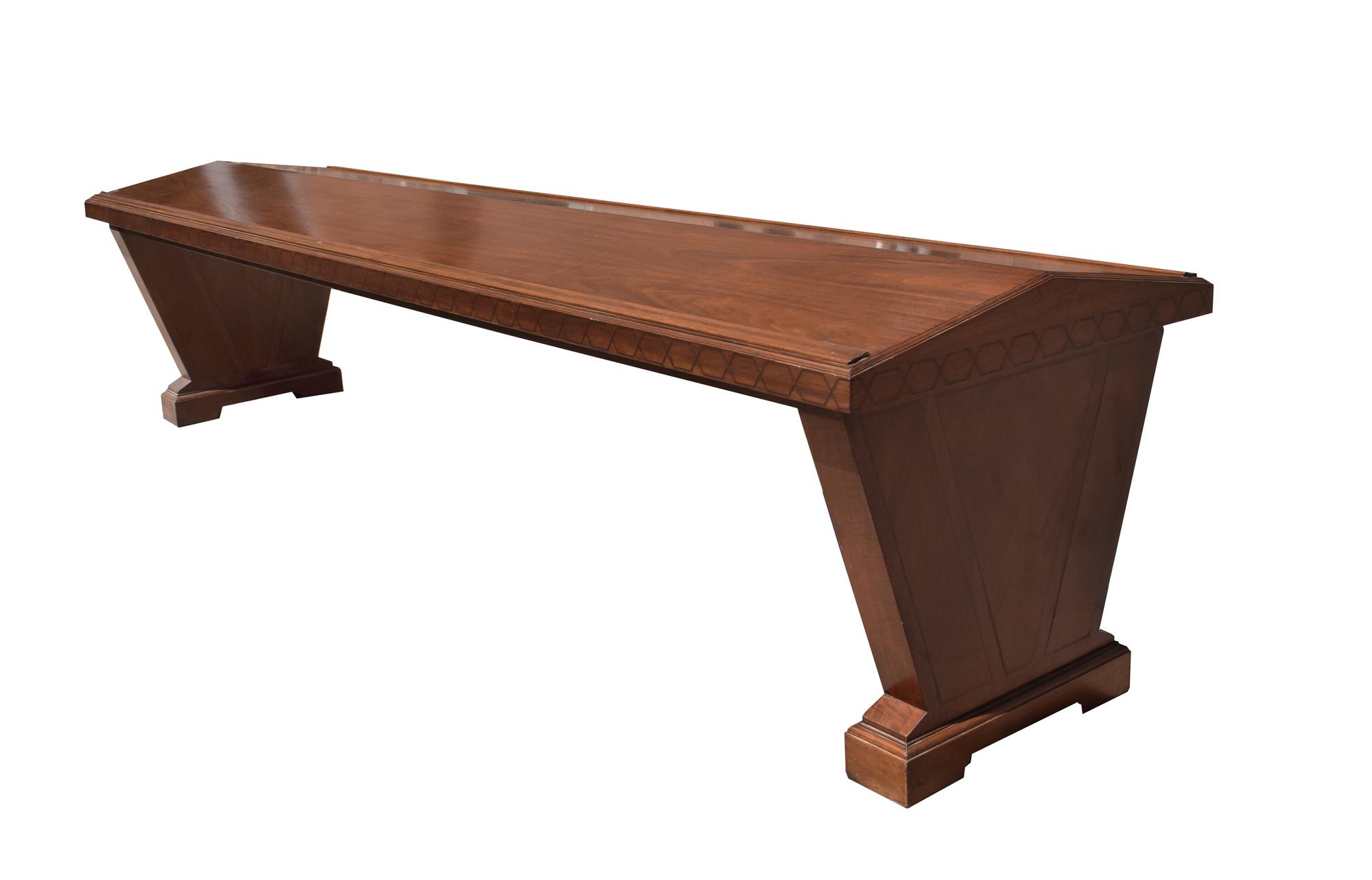 A Mahogany and Ebony Inlaid Library Table 138" W x 36" D x 33" H — United States, Early 20th Century