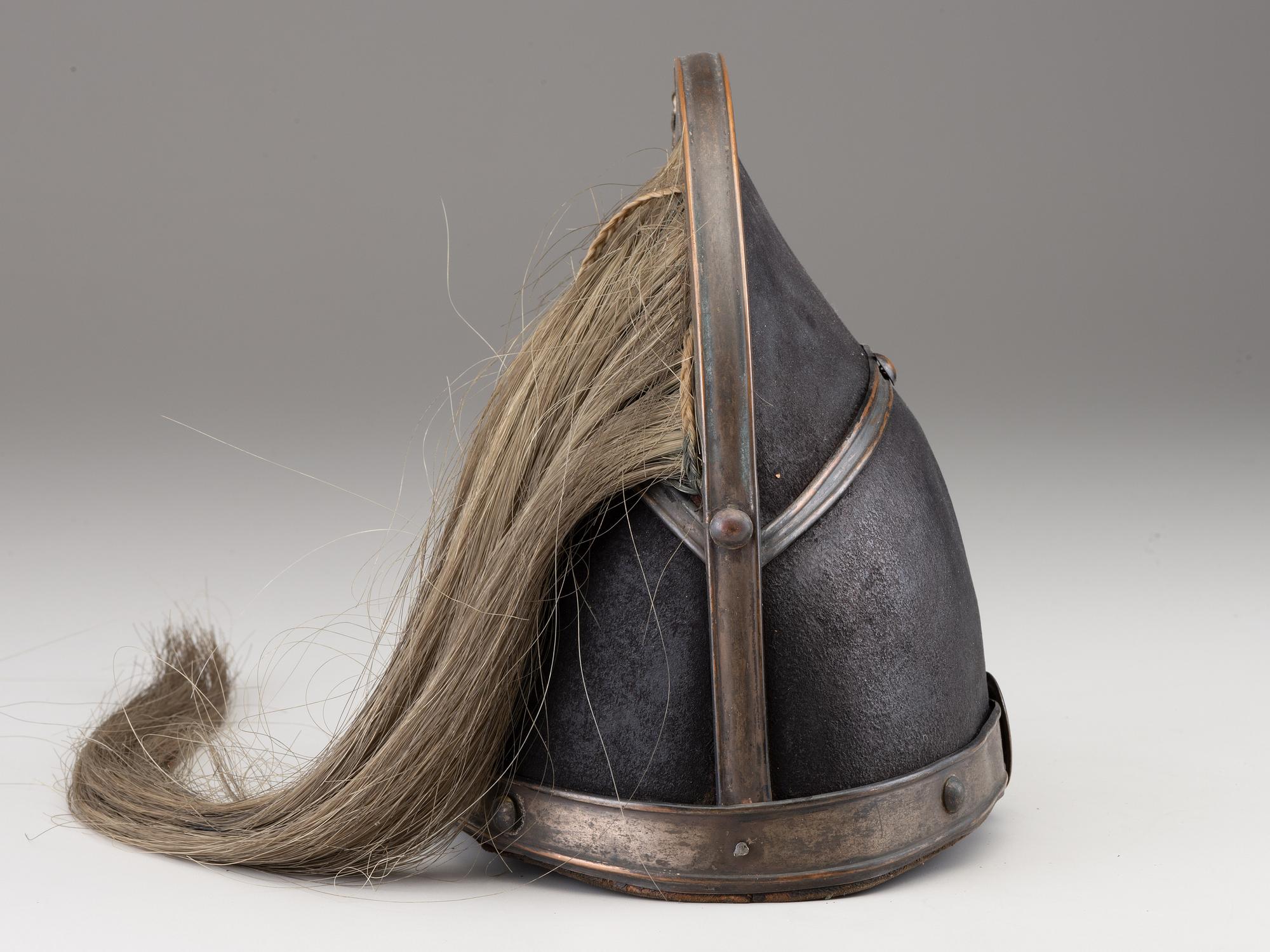 [MILITARIA]. Charleston Light dragoon jockey helmet. Ca 1835-1840.