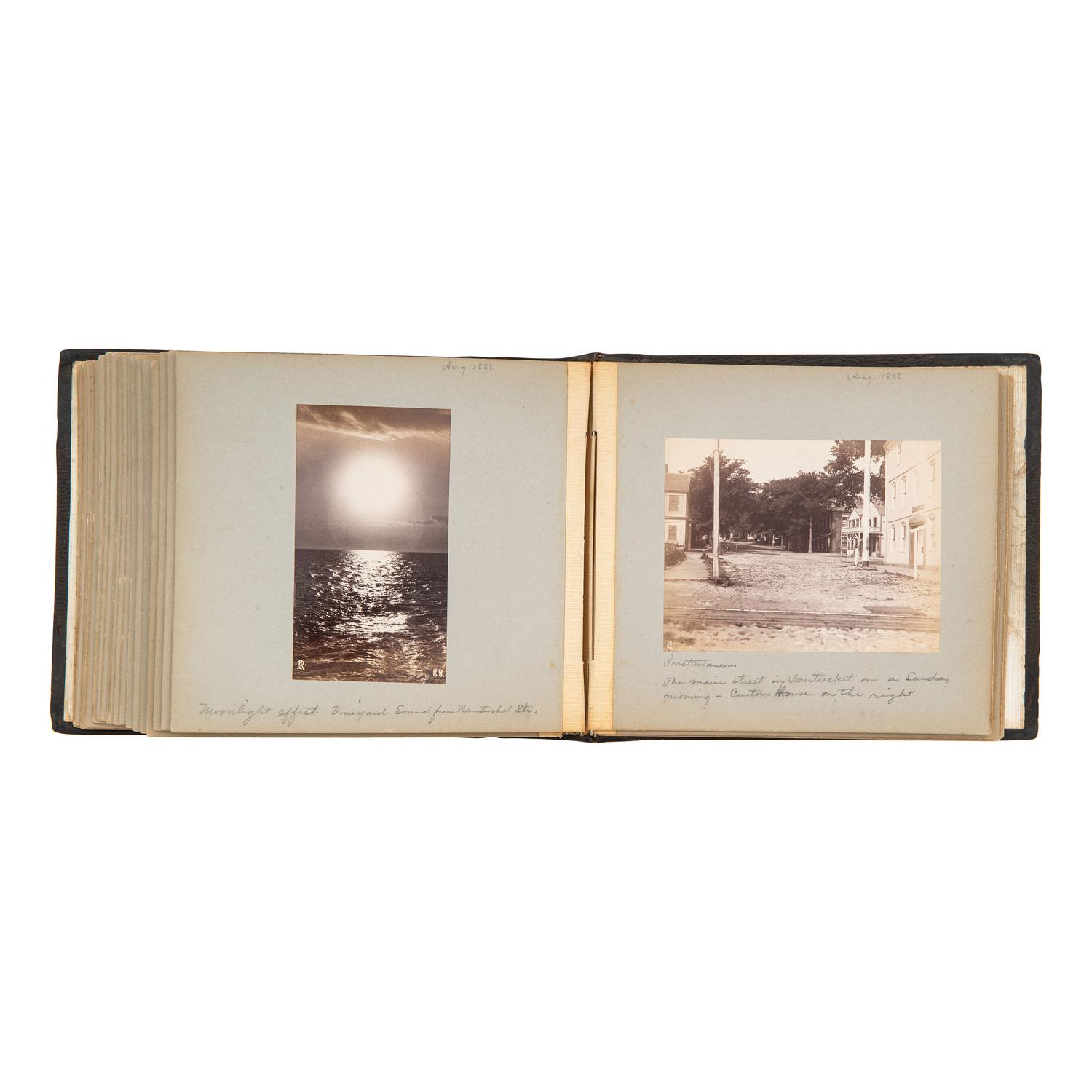 [EARLY PHOTOGRAPHY]. Photo album documenting trip to Upstate New York and Eastern Islands. N.p., June-August 1888.