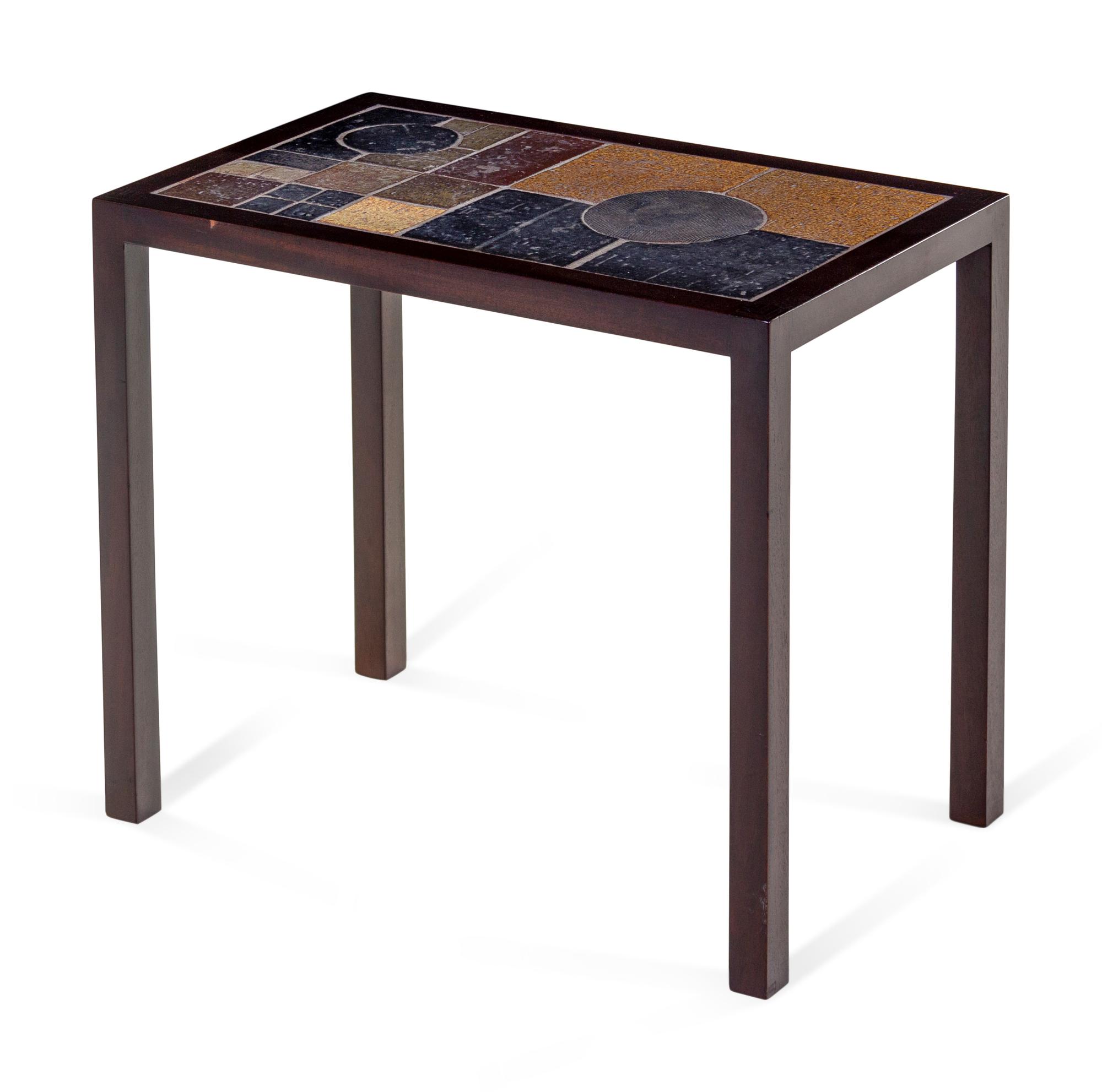 Side Table with Ceramic Tile Top, Haslev Møbelsnedkeri, Denmark