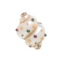 MAZ, YELLOW GOLD, TURBO SHELL, AND MULTIGEM BROOCH
