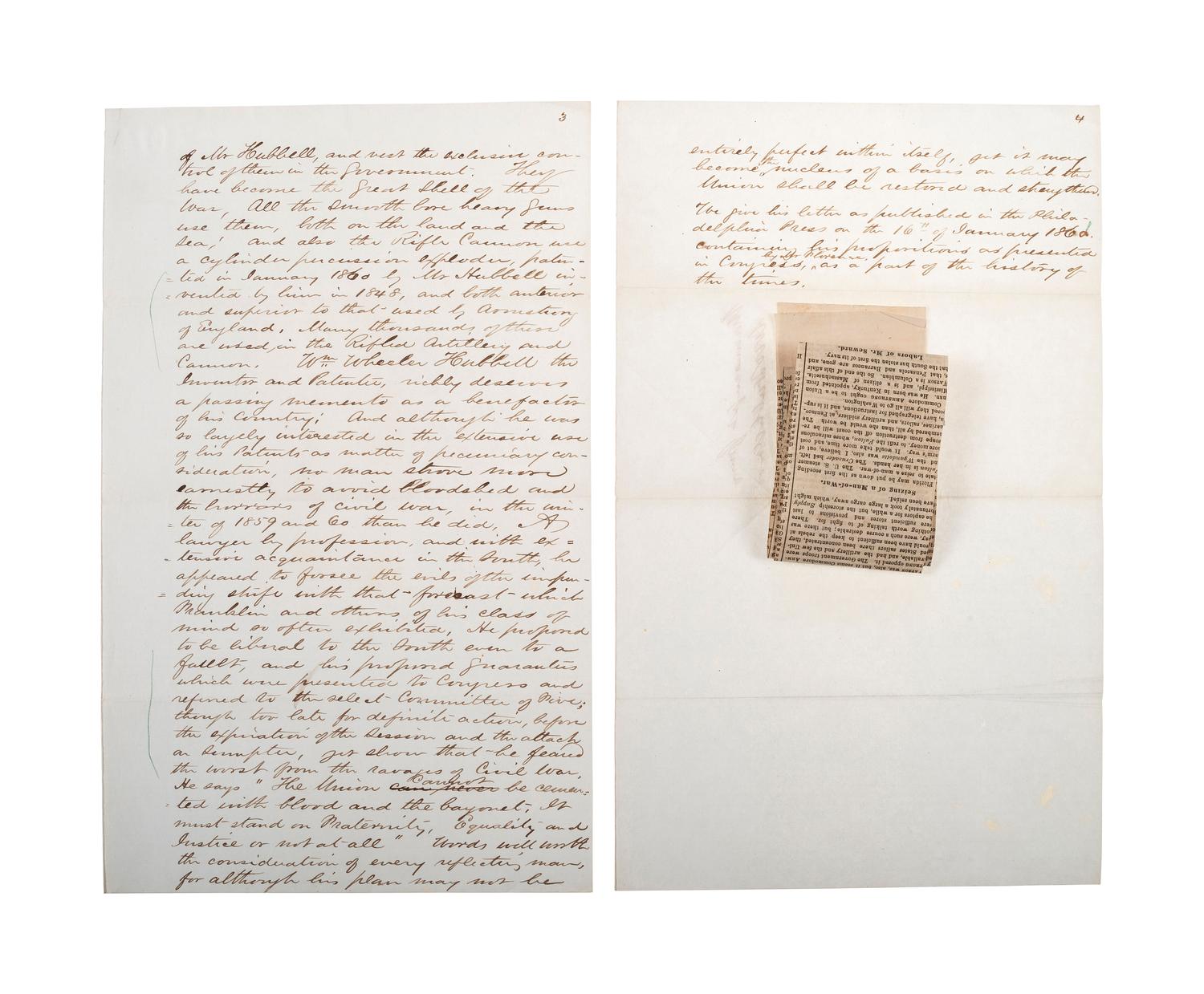 [CIVIL WAR - NAVY]. A group of documents related to artillery, mechanics, and gunboat specifications, including: