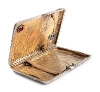 A Russian Samodorok Silver and Yellow-Gold Applied Cigarette Case