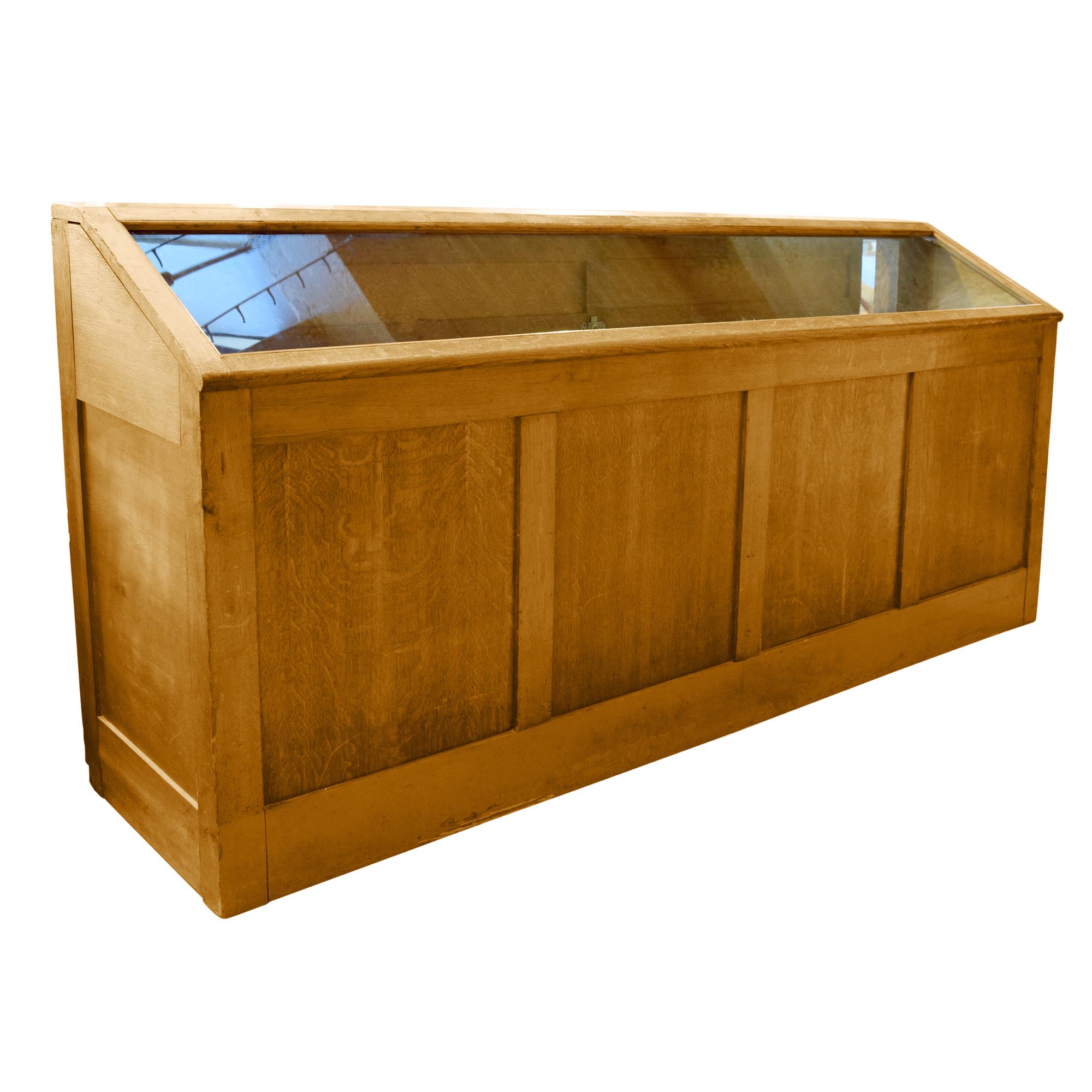 An Oak and Glass Display Cabinet 81.5" W x 16.25" D x 38.25" H — France, 20th Century