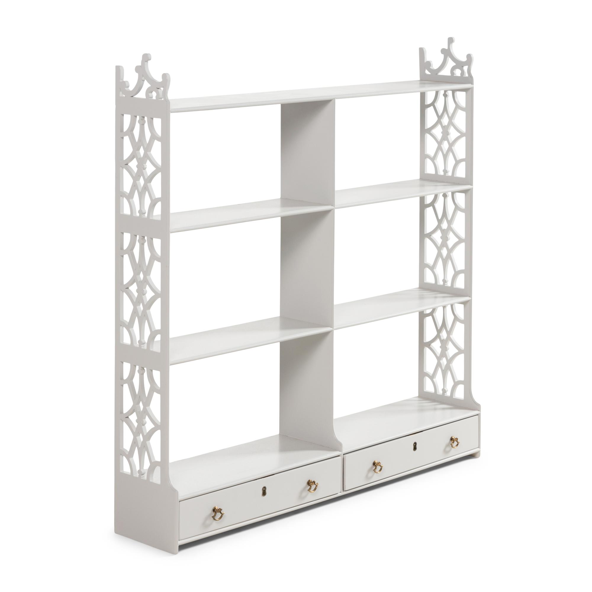 A George III Style Gray-Painted Hanging Etagere
