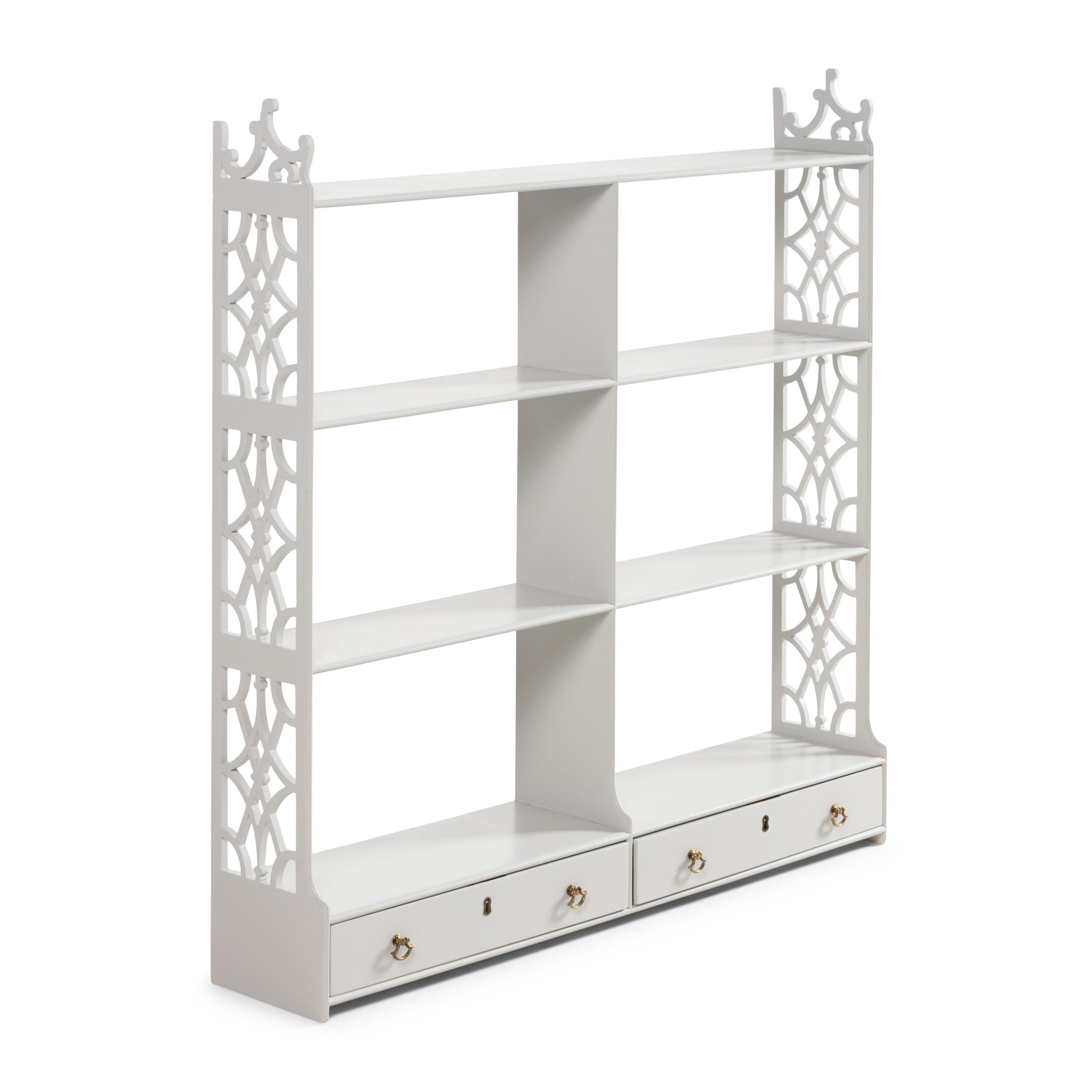 A George III Style Gray-Painted Hanging Etagere