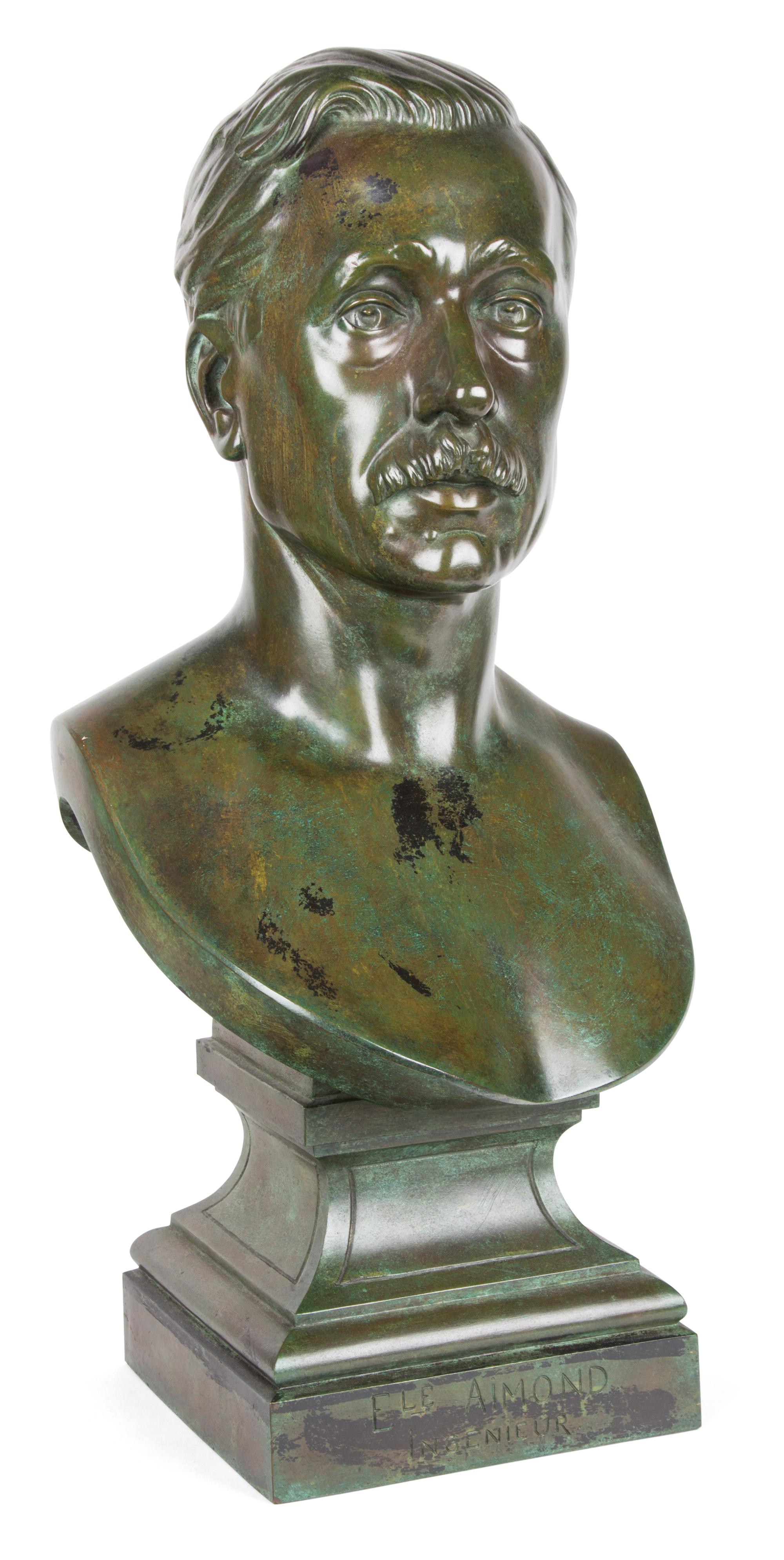 Charles Laurent Daragon, (French, 1833-1904), Portrait Bust of Emile Aimond (Ele Aimond/Ingeneiur), 1895