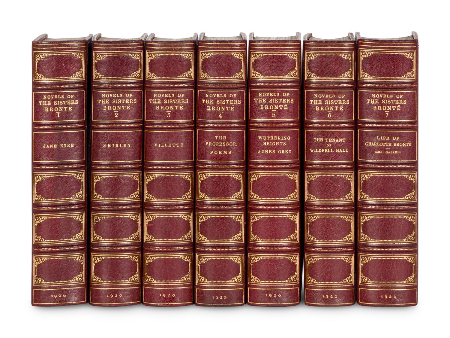 [BINDINGS]. BRONTE, Charlotte (1816-1855), Emily BRONTE (1818-1848), and Anne BRONTE (1820-1849). The Life and Works of Charlotte Bronte and Her Sisters . Clement K. Shorter, introduction. London: John Murray, 1920-1926.