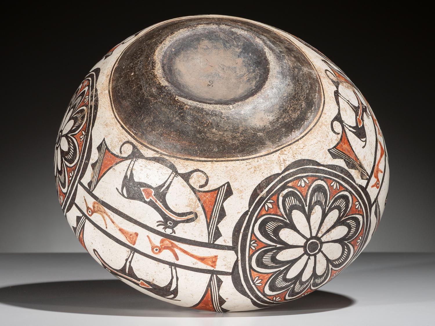 Zuni Polychrome Pottery Olla, with Heartline Deer