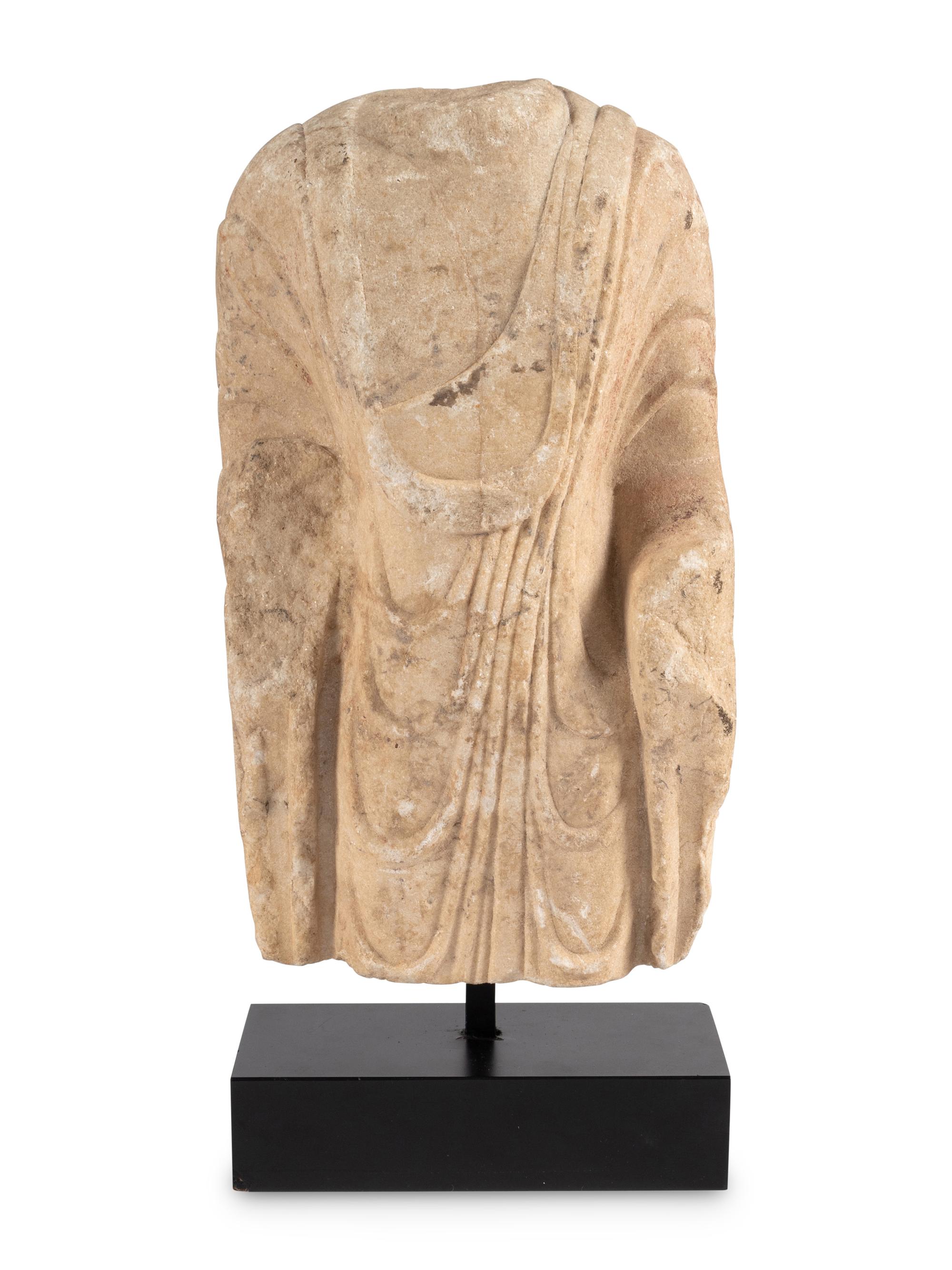 A Chinese Sandstone Bust of Buddha