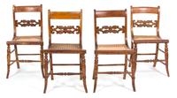 A Group of Four Victorian Style Tiger Maple Side Chairs — 19TH CENTURY