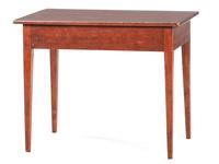 A Country Federal Red-Stained Work Table