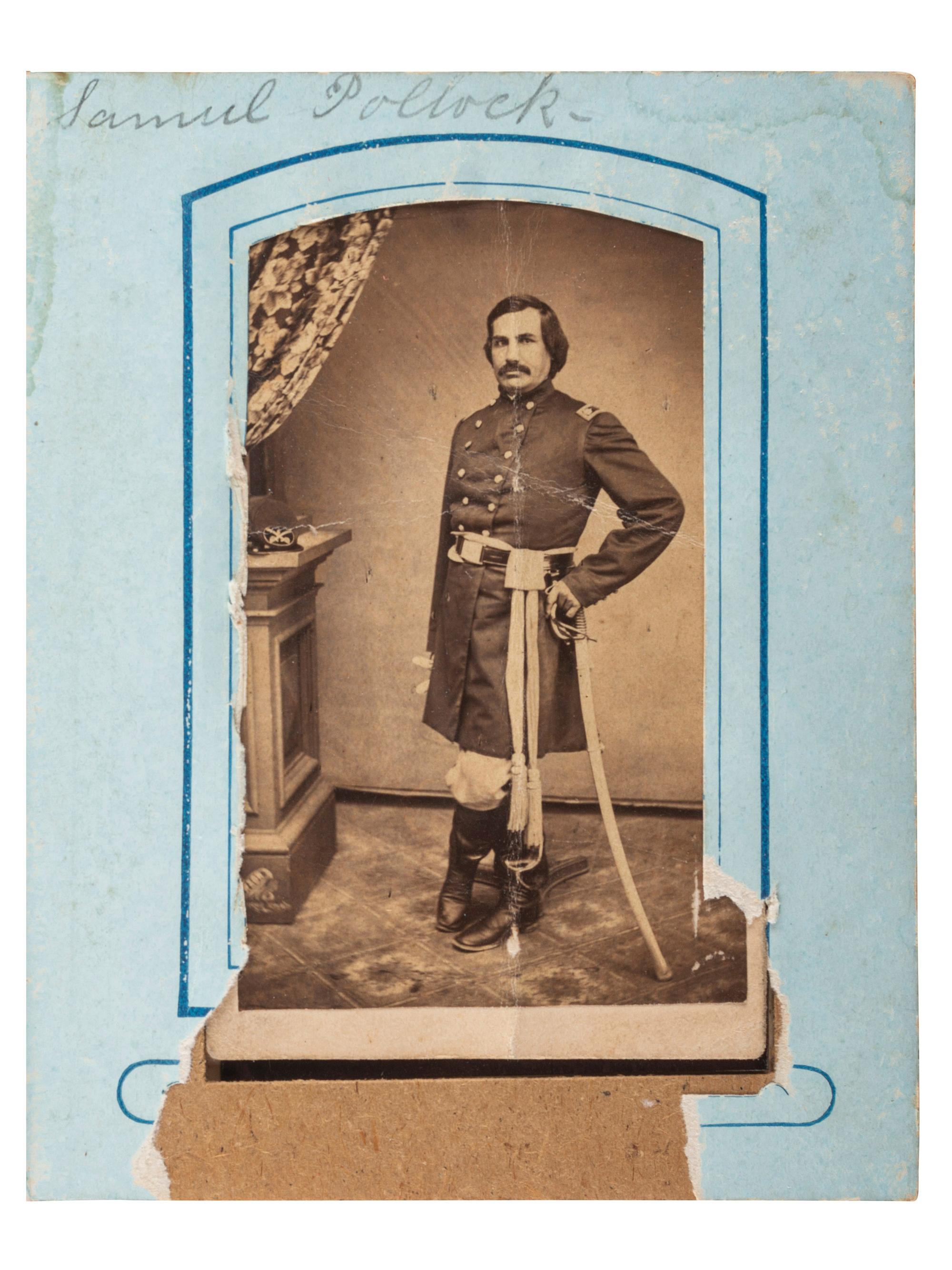 [CIVIL WAR]. A group of 2 CDV albums, one containing cartes de visite of Lt. Colonel Samuel McLean Pollock (1829-1895), 6th Iowa Cavalry, with family photos.