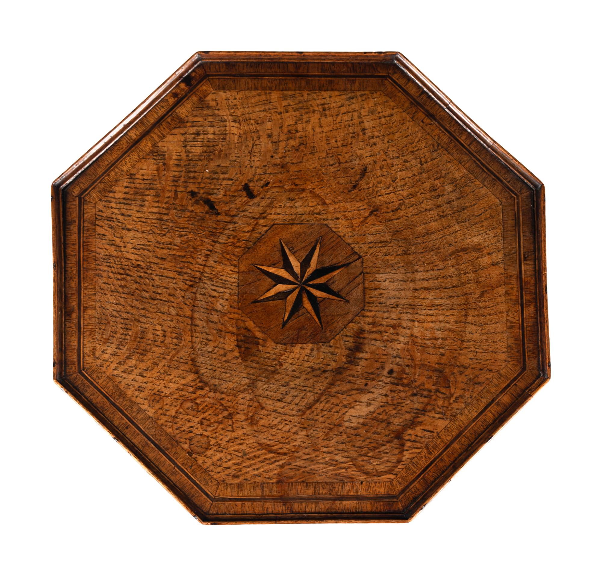 A George III Oak and Parquetry Octagonal Flip-Top Tea Table