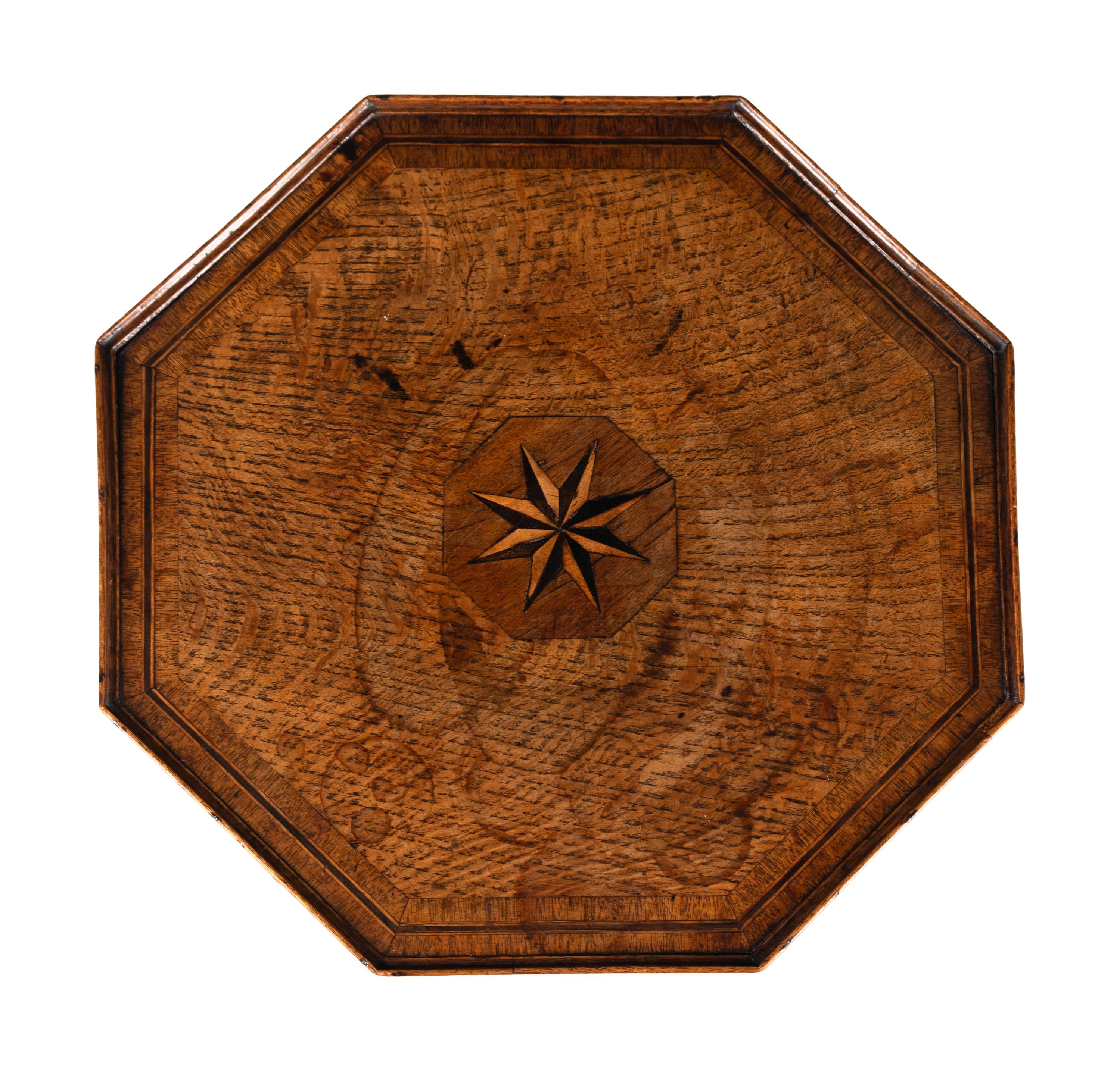 A George III Oak and Parquetry Octagonal Flip-Top Tea Table