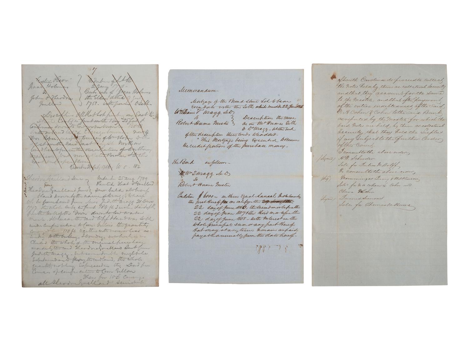 [SOUTH CAROLINA]. Group of 19th-century legal documents, including: