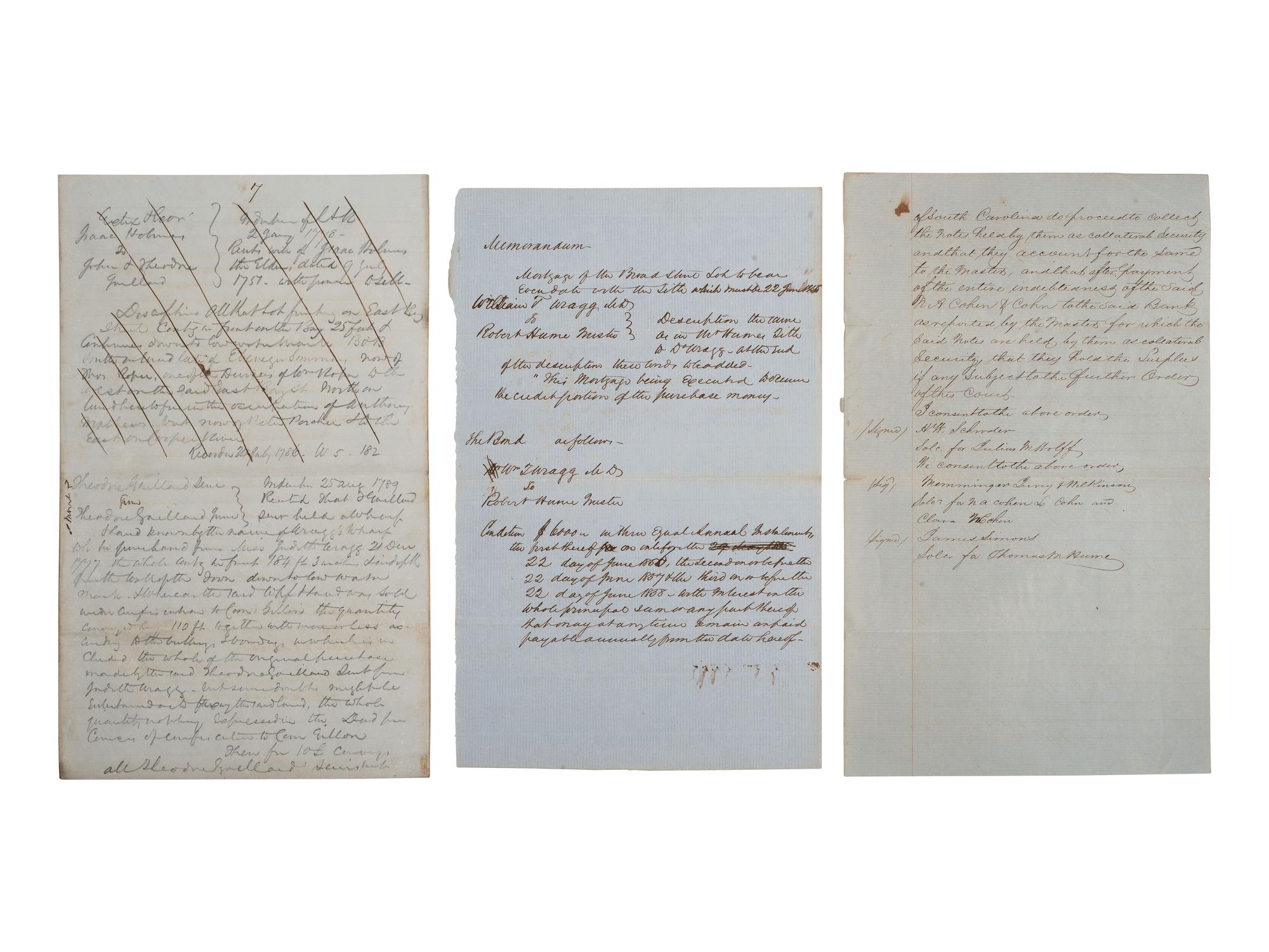 [SOUTH CAROLINA]. Group of 19th-century legal documents, including: