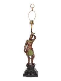 A Continental Cold Painted Bronze Figural Lamp
