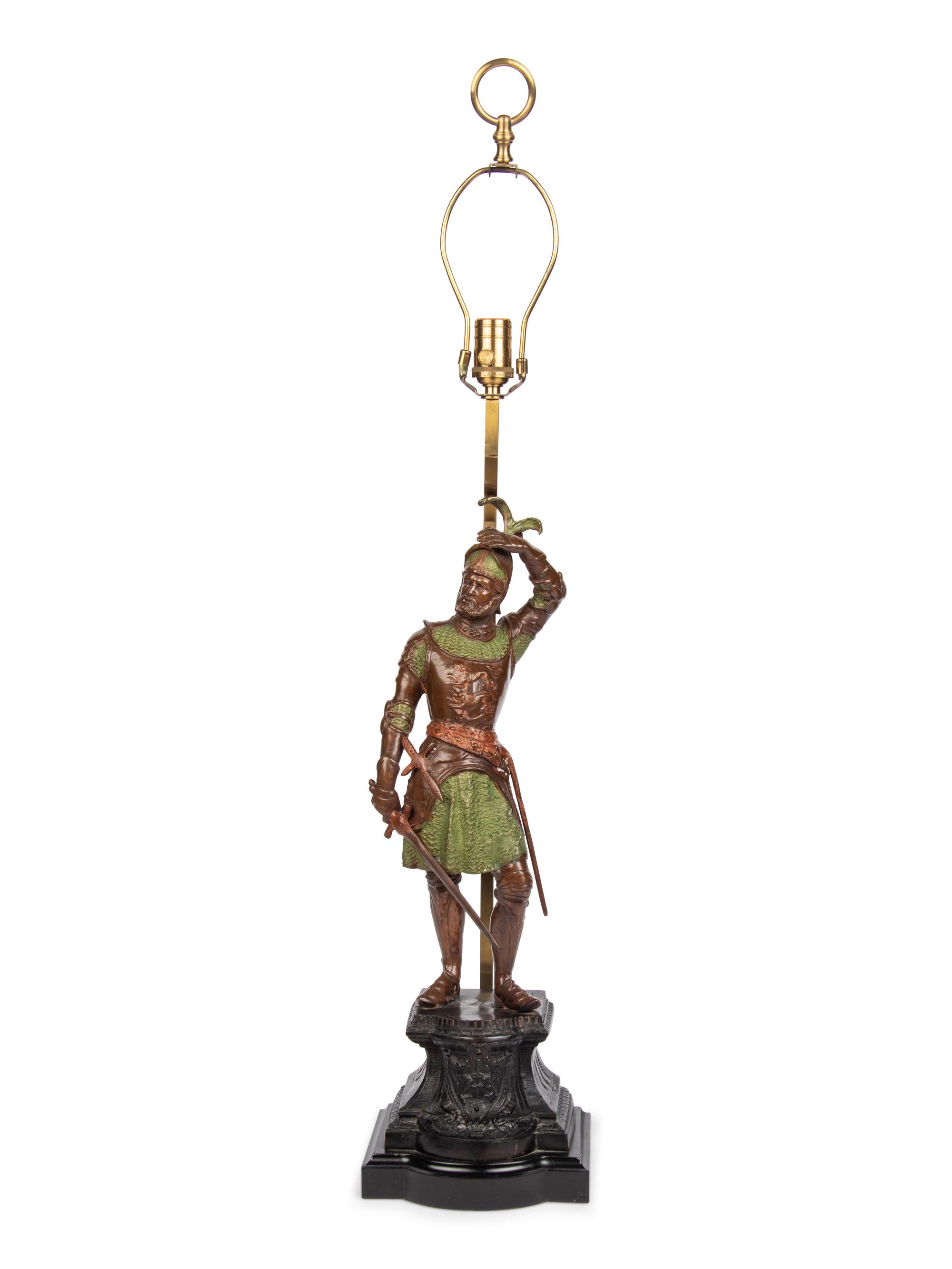 A Continental Cold Painted Bronze Figural Lamp