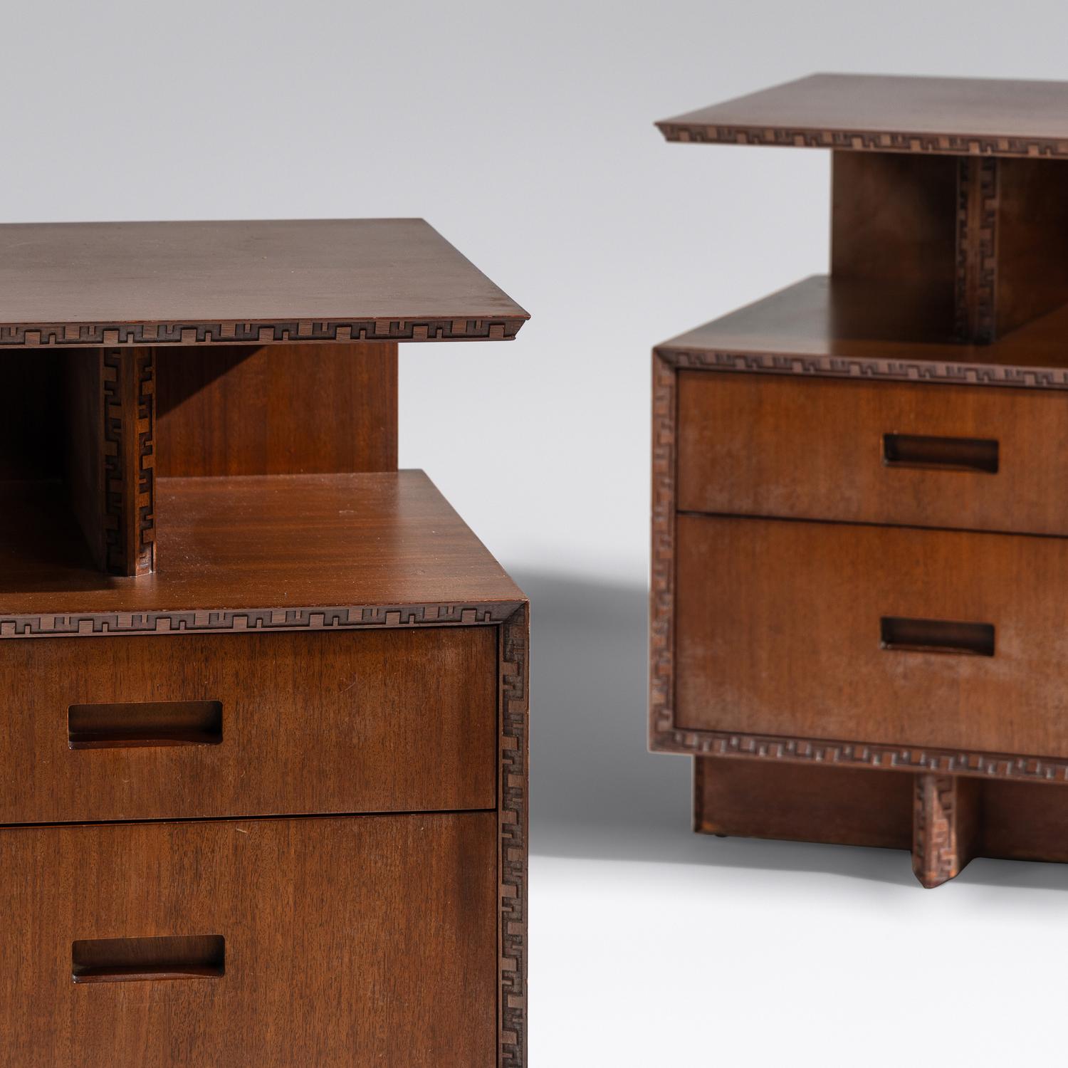 Taliesin nightstands, pair, c. 1955 Heritage Henredon, USA
