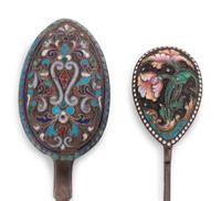 Two Russian Silver and Enamel Spoons