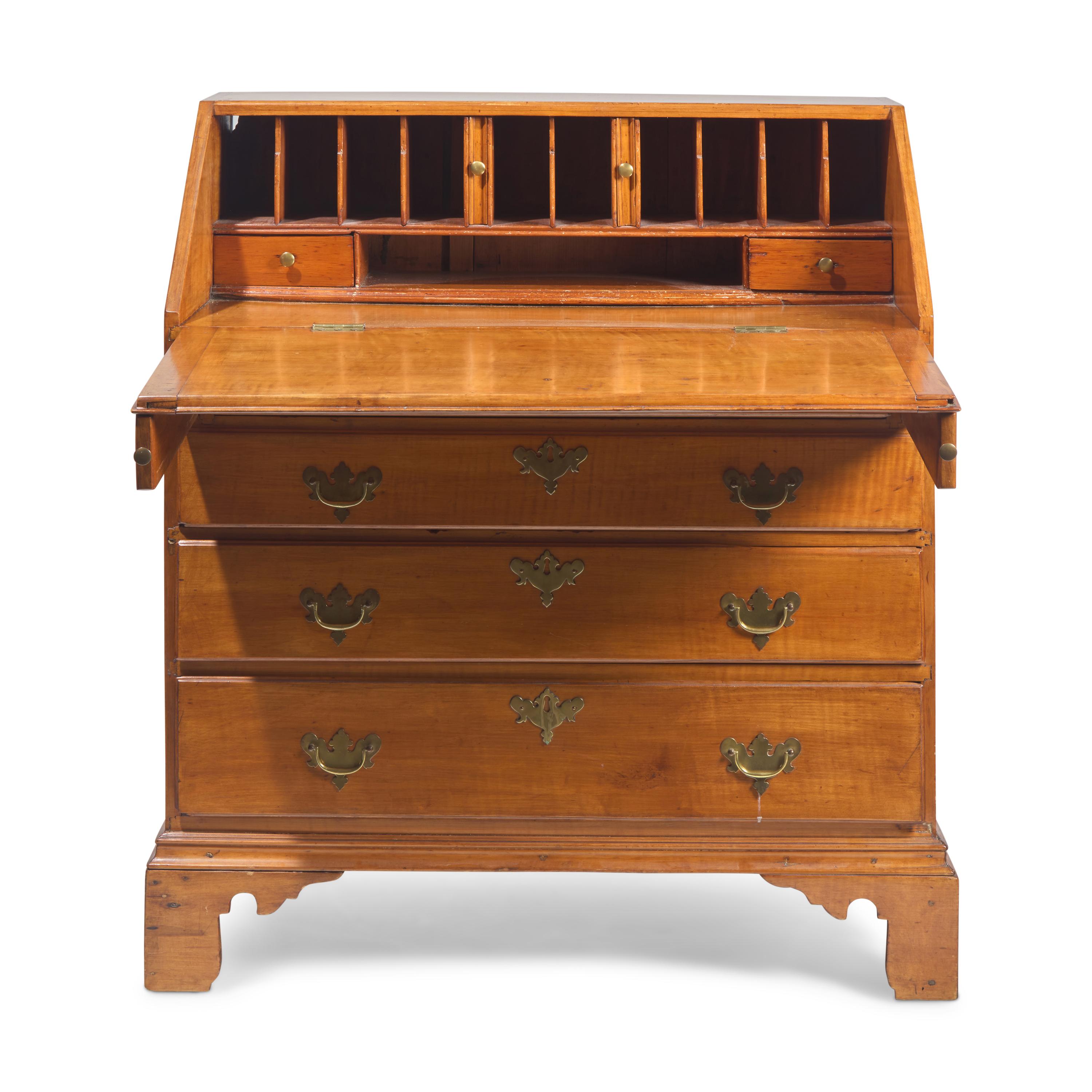 A Chippendale Tiger-Maple Slant-Front Desk