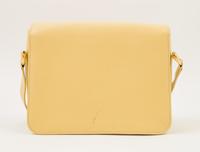 A Gucci Pale Yellow Leather Flap Handbag, 10" x 8" x 3"; Strap drop: 20".