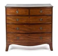 A Regency Mahogany Chest of Drawers, EARLY 19TH CENTURY, Height 41 1/2 x width 42 1/4 x depth 21 1/2 inches. — EARLY 19TH CENTURY,