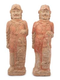 A Pair of Chinese Painted Pottery Figures of Warriors
