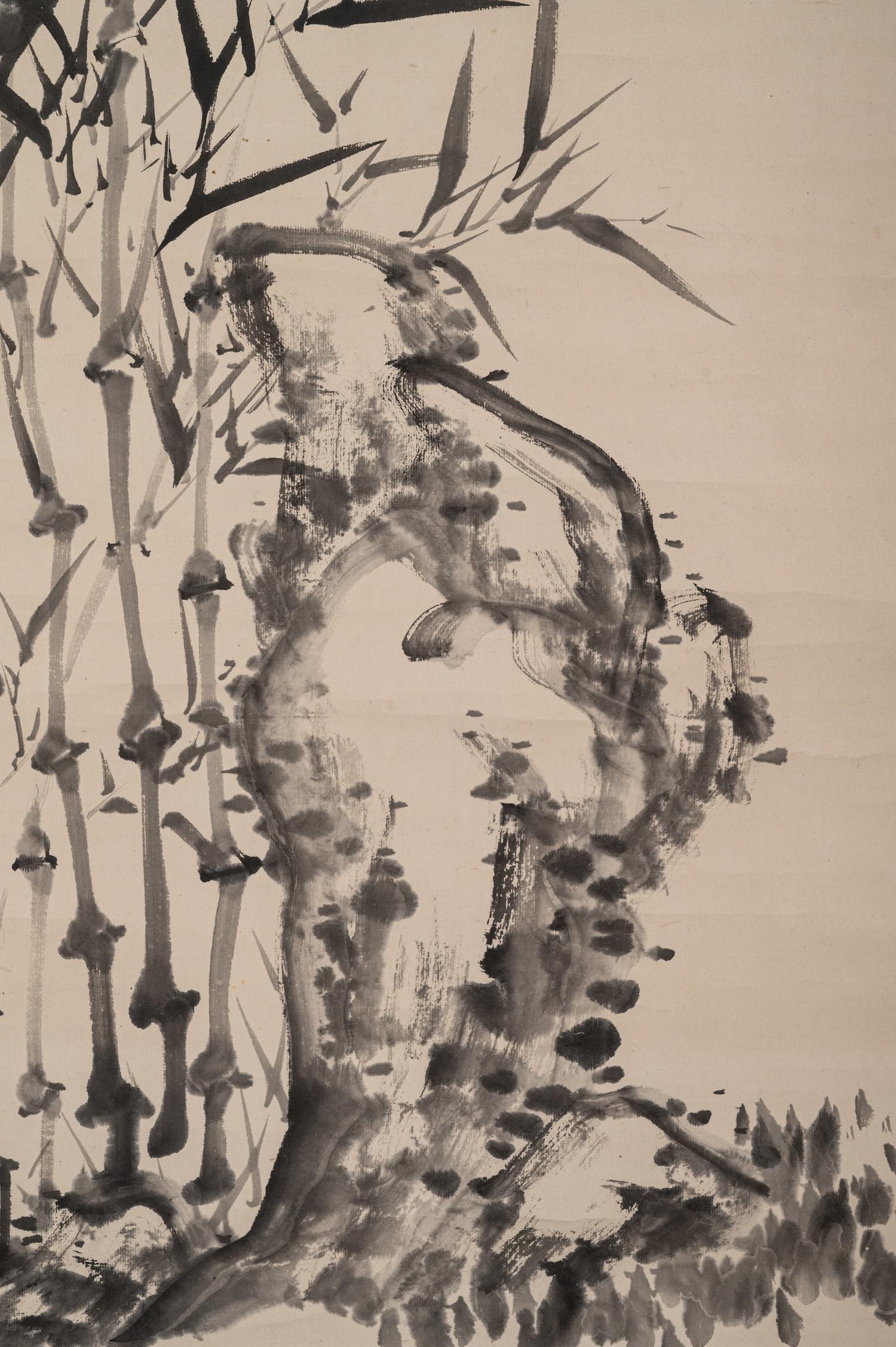 Two Chinese Hanging Scrolls Depicting Pines and Bamboos