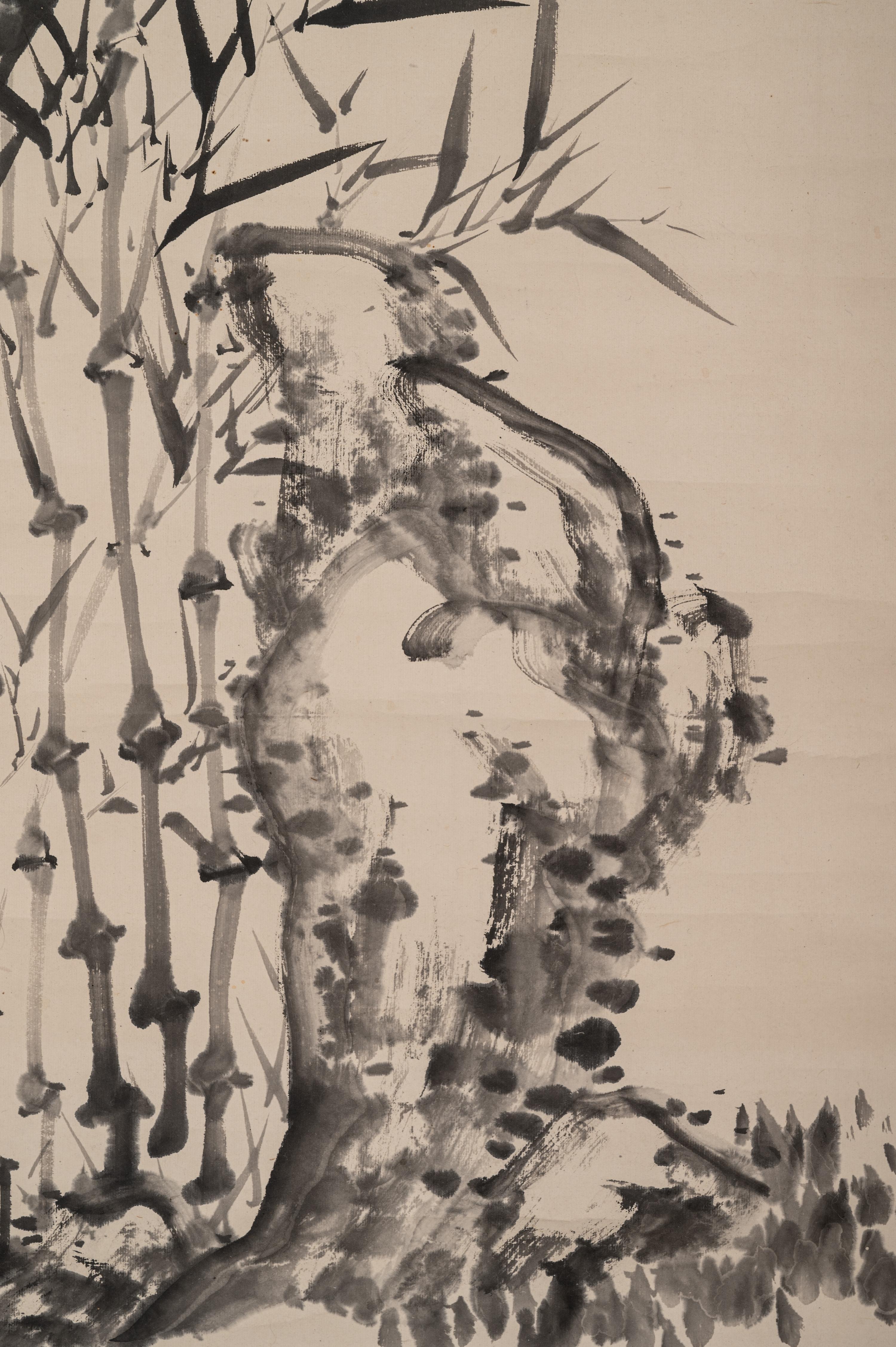 Two Chinese Hanging Scrolls Depicting Pines and Bamboos