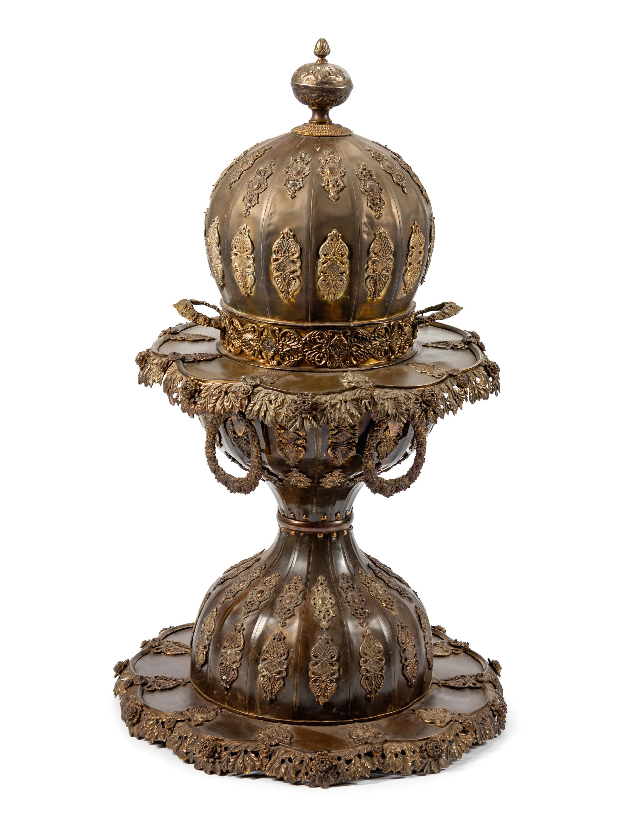A Middle Eastern Copper and Bronze Brazier