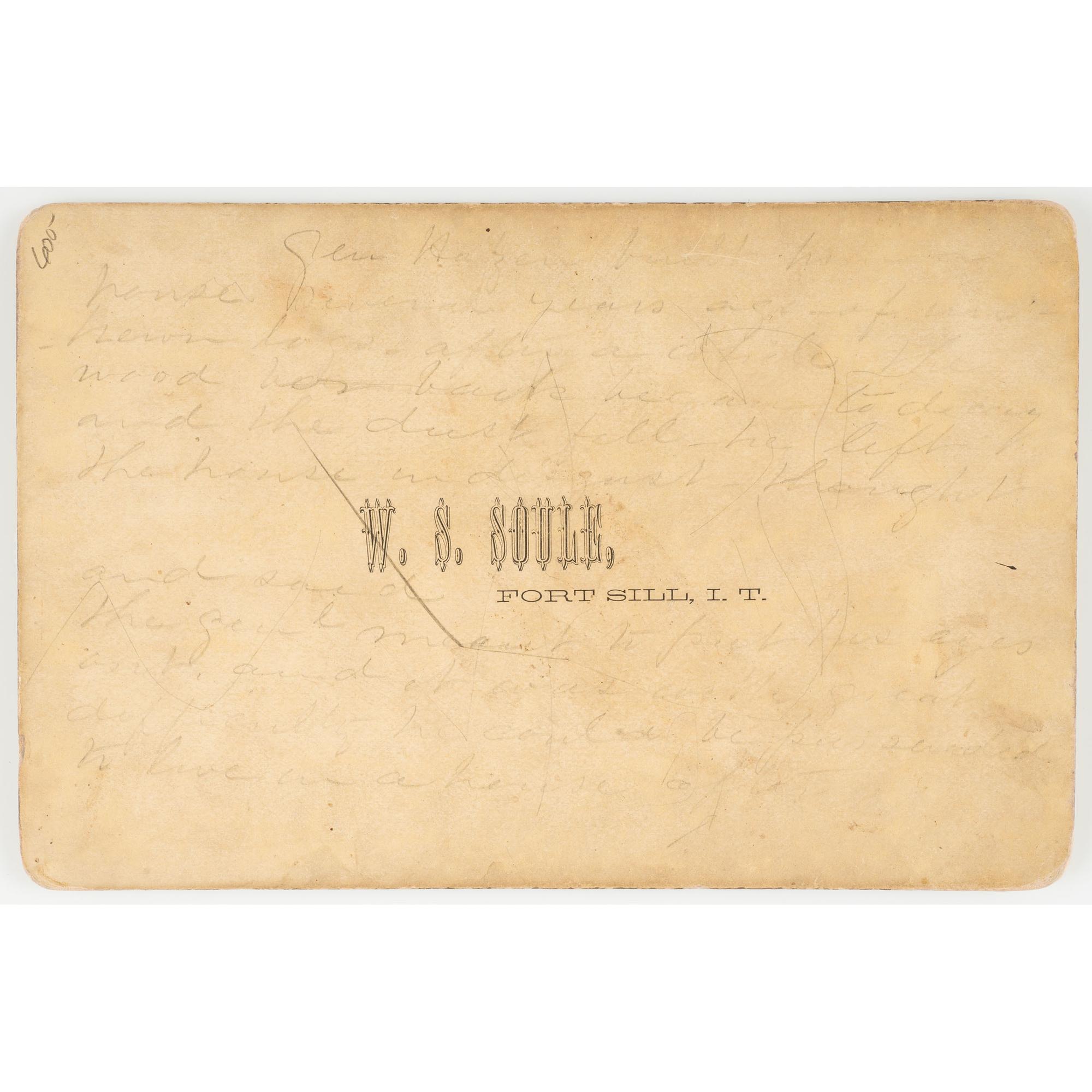W.S. Soule, Fort Sill Cabinet Card Featuring Penateka Comanche Chief Tosawa (White Knife)