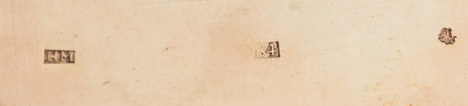 A Russian Niello Silver Snuff Box, Mark of N. Motokhov, Moscow, 1853, the case worked to show floral and foliate scroll decoration.