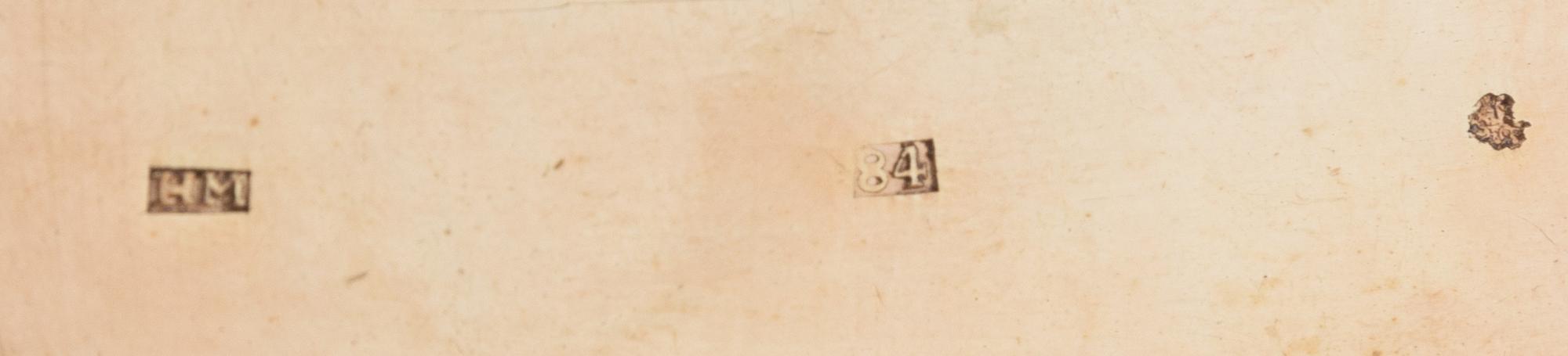 A Russian Niello Silver Snuff Box, Mark of N. Motokhov, Moscow, 1853, the case worked to show floral and foliate scroll decoration.