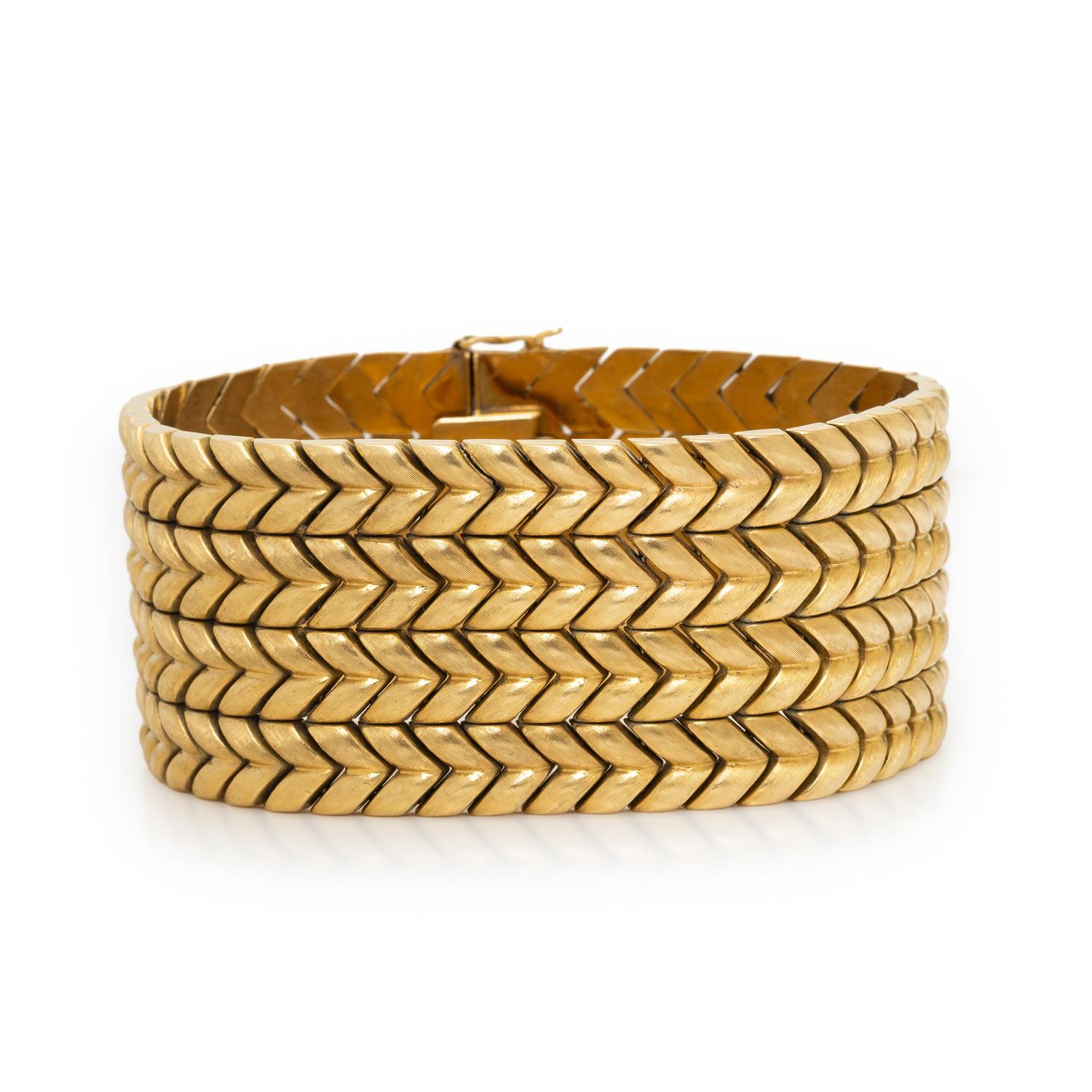 YELLOW GOLD CHEVRON LINK BRACELET