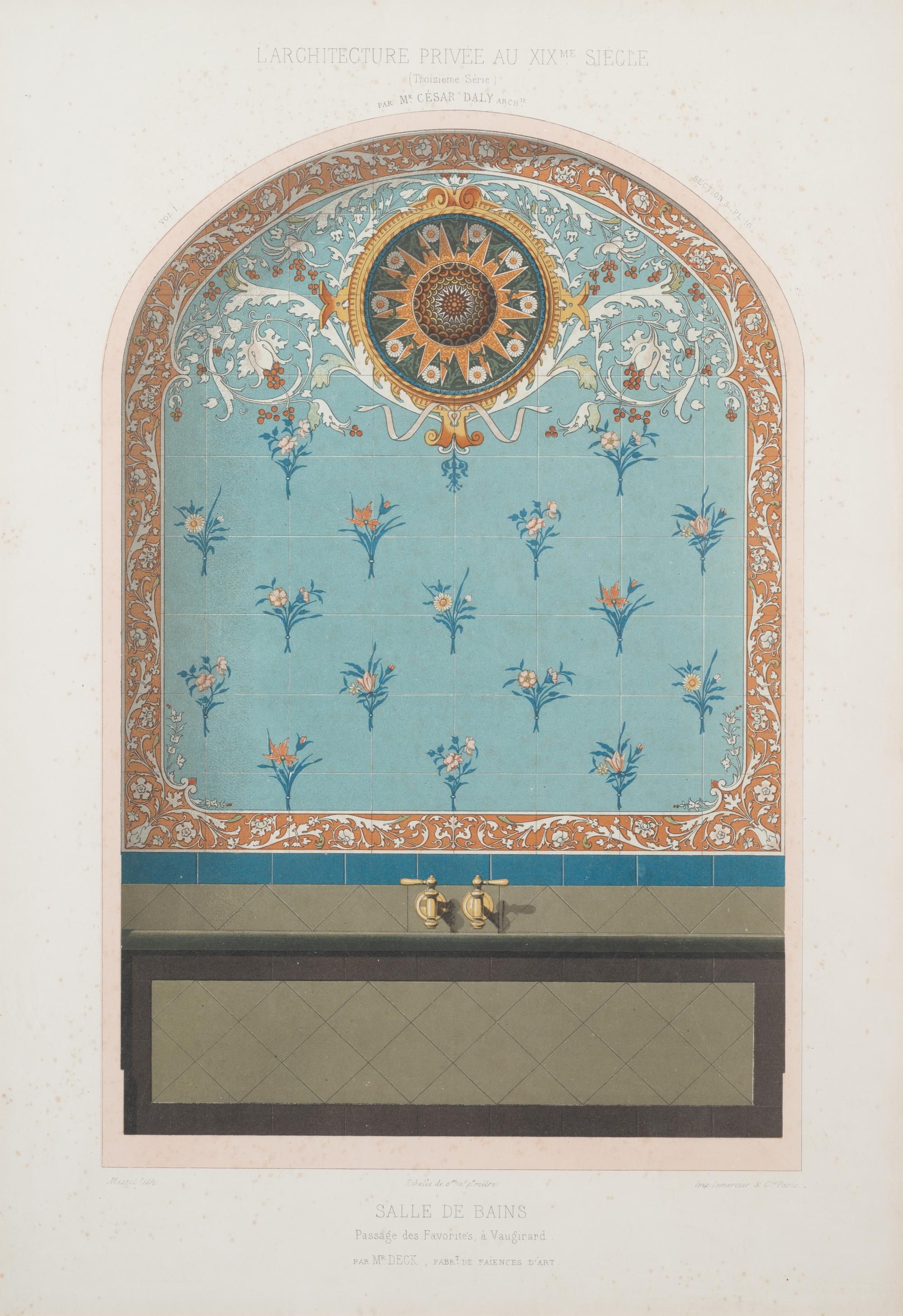 A Framed Set of French Architectural Engravings by César Daly (French, 1811-1894)
