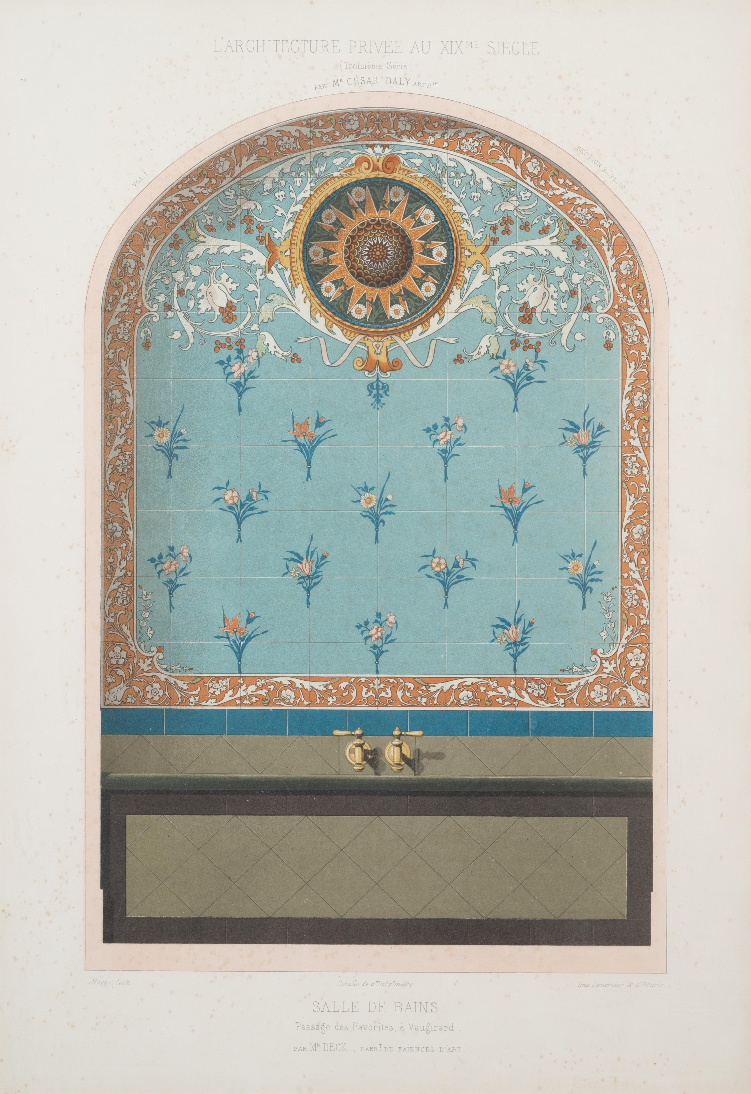 A Framed Set of French Architectural Engravings by César Daly (French, 1811-1894)