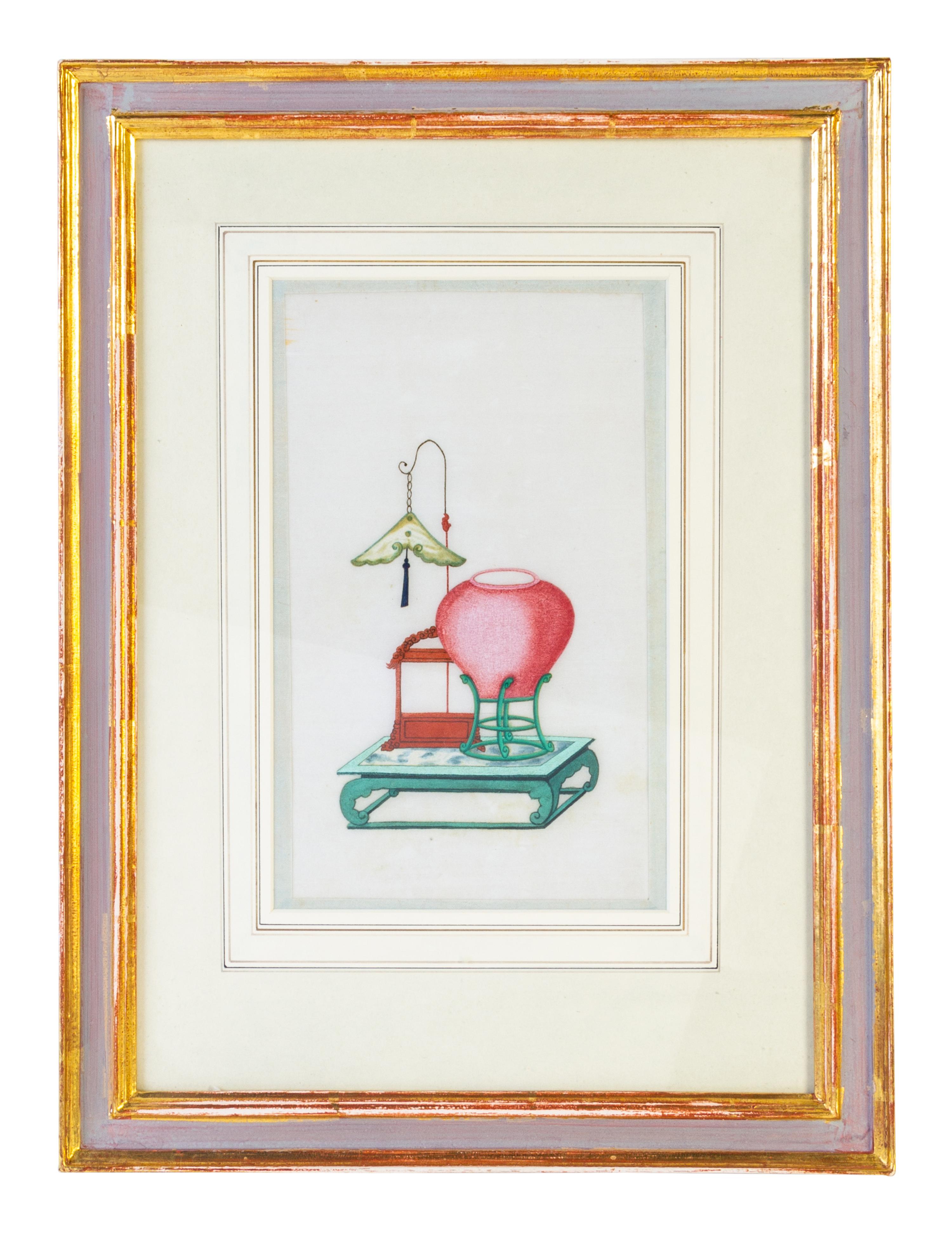 Twelve Chinese Export Painted Pith Paper Scholarly Scenes