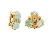 DYED GREEN CHALCEDONY AND DIAMOND EARRINGS