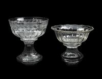Two Molded Glass Punch Bowls and Stands