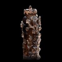 A Chinese Carved Smoky Quartz Vase and Cover 煙晶石鏤雕蓋瓶