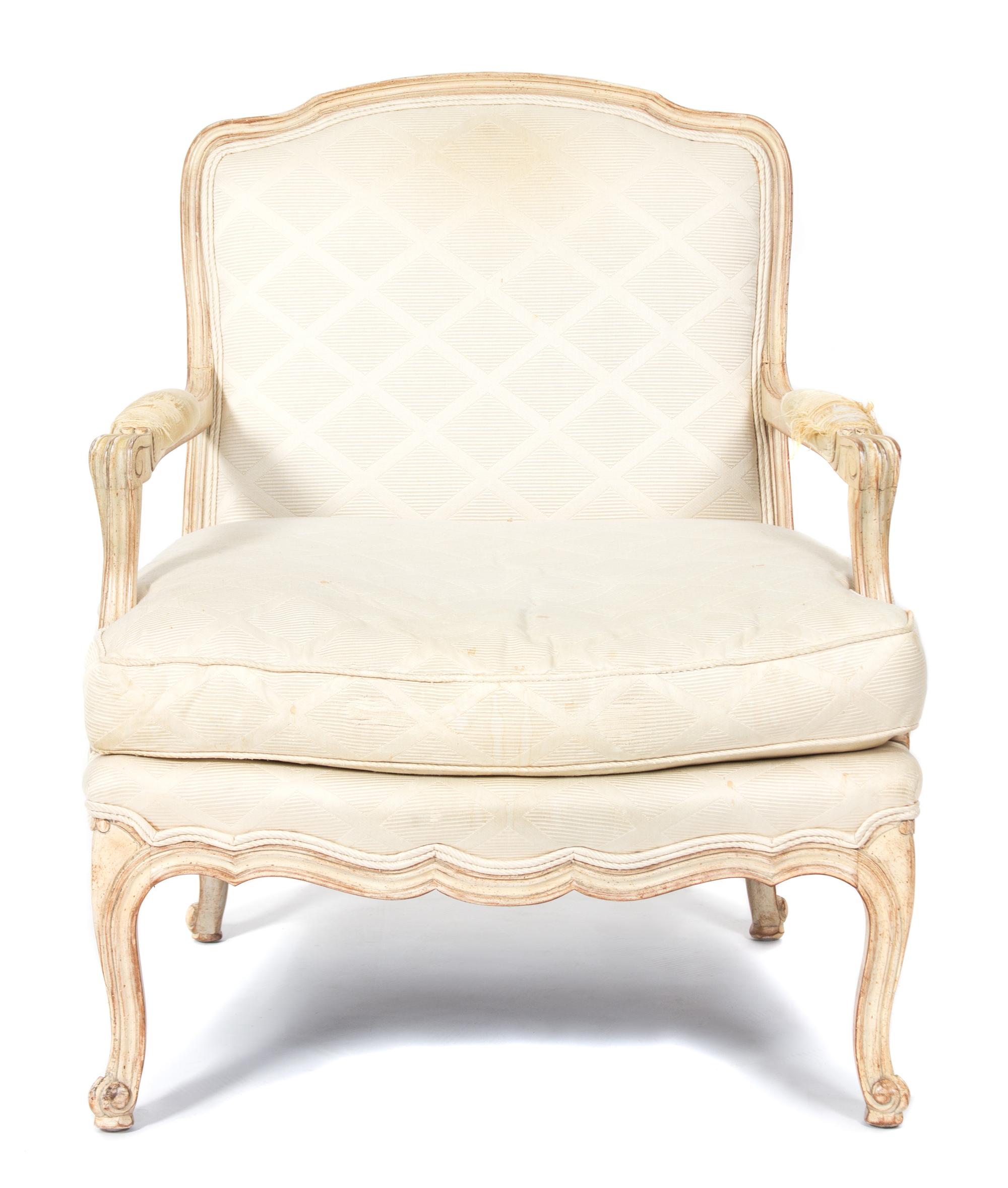 A Louis XV Upholstered Fauteuil Height 34 1/2 inches. — 20TH CENTURY