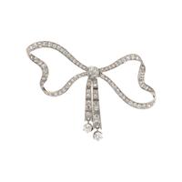 ANTIQUE, DIAMOND BOW BROOCH