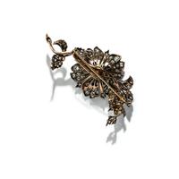 SILVER-TOPPED GOLD AND DIAMOND 'EN TREMBLANT' BROOCH