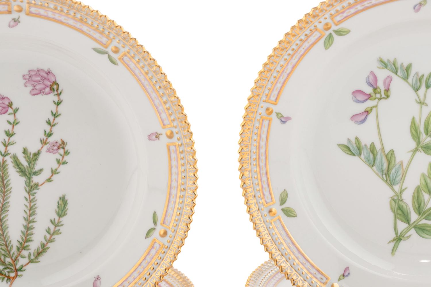 A Set of Thirteen Royal Copenhagen Flora Danica Porcelain Salad Plates